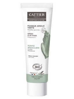 Masque argile verte Menthe peau grasse en tube 100ml Cattier purifie la peau Herboristerie de paris