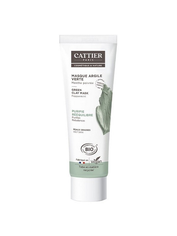 Masque argile verte Menthe peau grasse en tube 100ml Cattier purifie la peau Herboristerie de paris