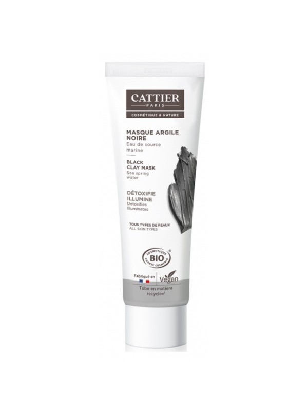 Masque à l'argile noir detoxifie purifie 100 ml Cattier peau grasse ou sèche teint retrouvé Herboristerie de paris