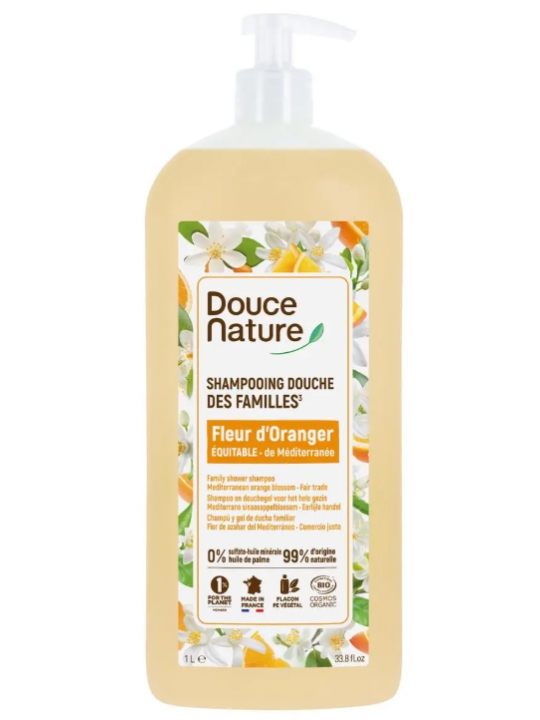 Shampoing douche des familles Fleur d'Oranger Méditerranée 1L Douce Nature Herboristerie de paris