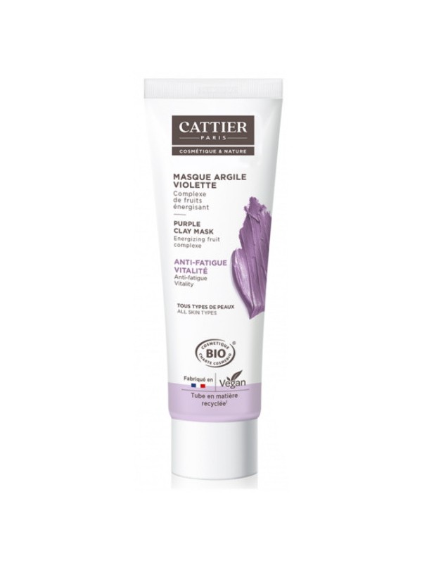 Masque anti fatigue à l'argile violette 100ml Cattier oligoéléments actifs fruits revitalisants Herboristerie de paris