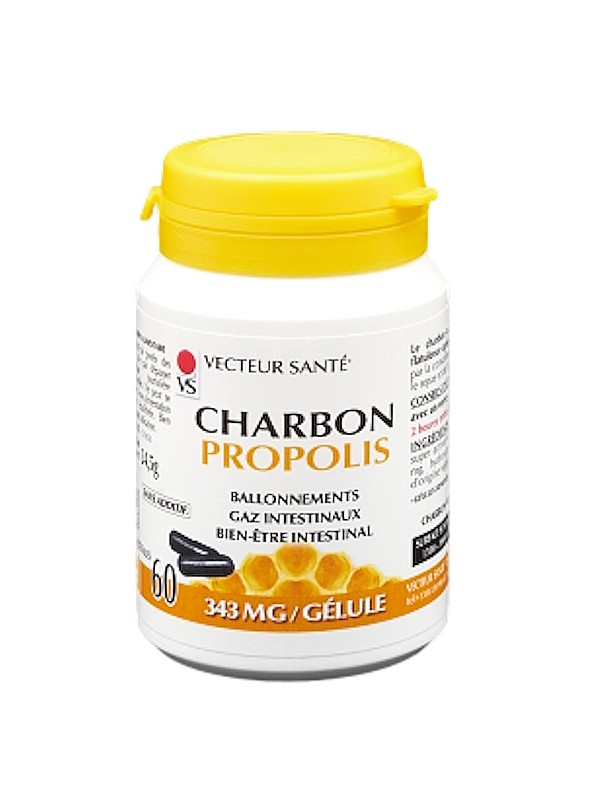 Charbon Propolis 60 gélules Vecteur santé Carbo'Activ Propolis 60 gélules Herboristerie de paris