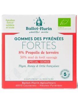 Gommes fortes des Pyrénées boite 30g Ballot Flurin propolis thym ronce ortie Herboristerie de paris