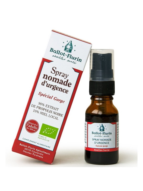 Spray Nomade d'urgence à la Propolis 15 ml Ballot Flurin - spray gorge à la propolis Herboristerie de paris