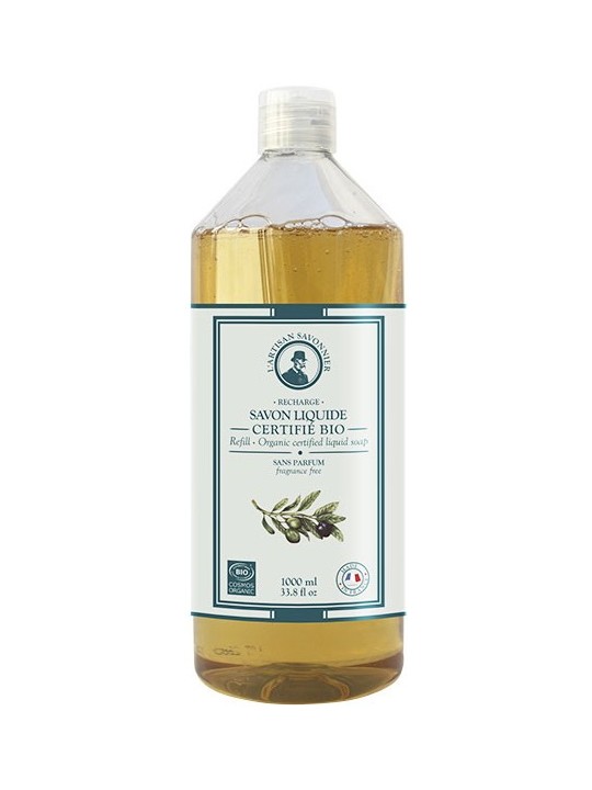Savon liquide sans parfum et sans allergène recharge 1L L artisan Savonnier  modèle économique Herboristerie de