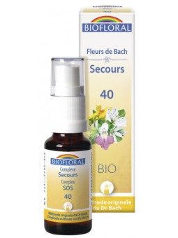 Remède de Secours 40 spray 20 ml Biofloral remède SOS rescue Herboristerie de paris