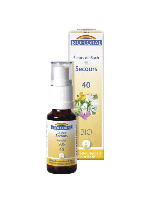 Remède de Secours 40 spray 20 ml Biofloral remède SOS rescue Herboristerie de paris