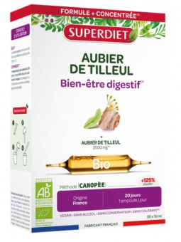 Aubier de Tilleul Bio 20 Ampoules Super Diet santé hépatique élimination Herboristerie de paris