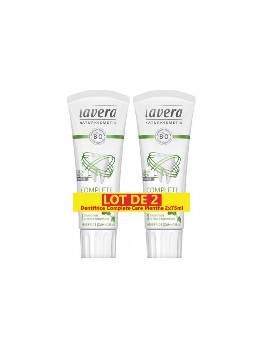 Lot de 2 Dentifrice complete care menthe au fluor 2 x 75ml Lavera