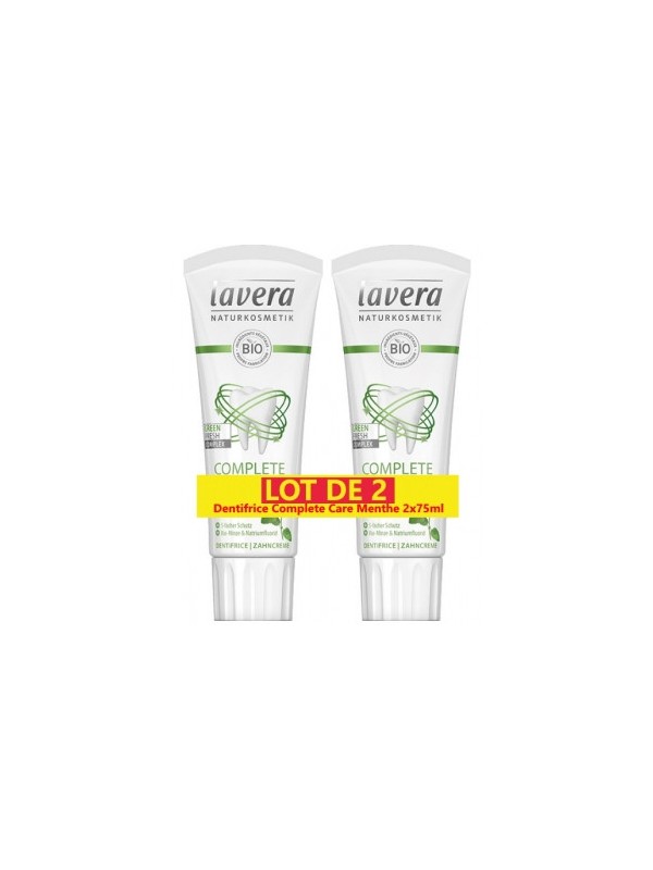 Lot de 2 Dentifrice complete care menthe au fluor 2 x 75ml Lavera