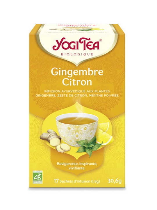 Infusion Gingembre Citron 17 infusettes Yogi Tea motivation et énergie Herboristerie de paris