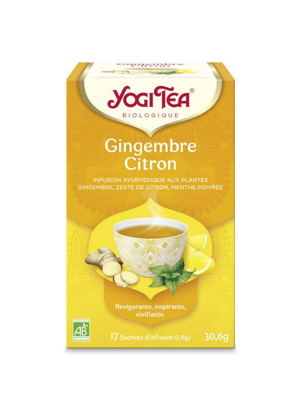 Infusion Gingembre Citron 17 infusettes Yogi Tea motivation et énergie Herboristerie de paris