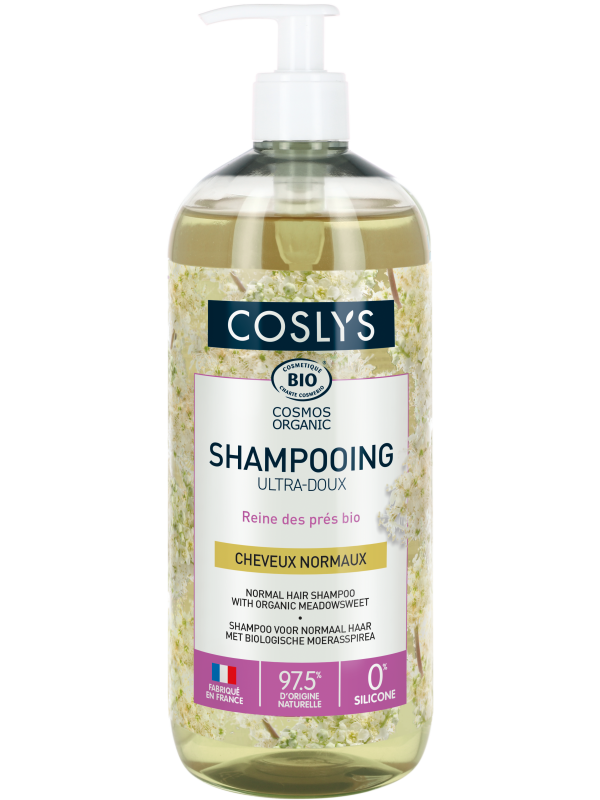 Shampooing cheveux normaux ultra doux reine des prés d'Auvergne 1 Litre Coslys Herboristerie de paris