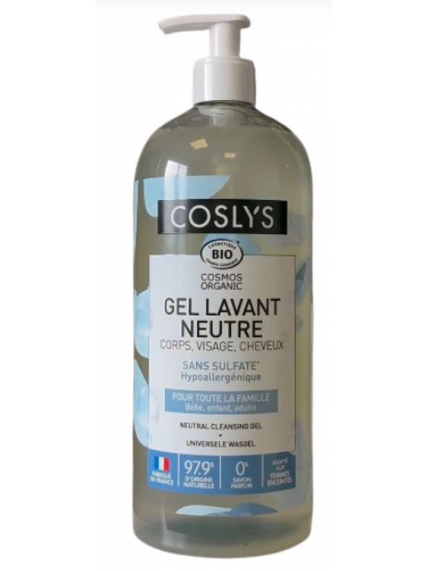 Gel lavant neutre corps visage cheveux 1 litre Coslys gel universel Herboristerie de paris