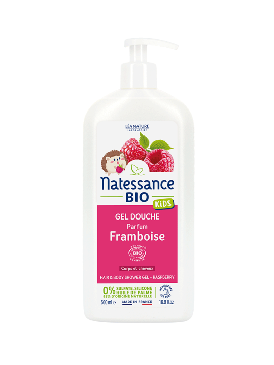 Gel douche corps et cheveux Kids Framboise 500ml Natessance