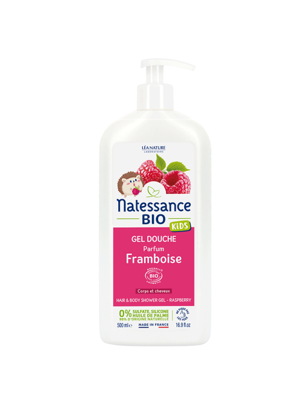 Gel douche corps et cheveux Kids Framboise 500ml Natessance