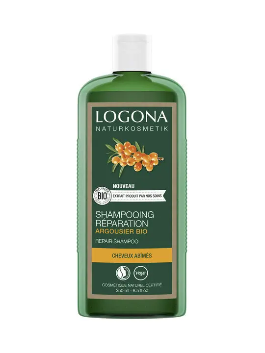 Shampoing réparateur Argousier Bio 250ml Logona cheveux abimés destructurés Herboristerie de paris