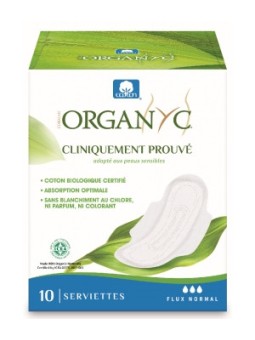 Les Serviettes ultra fines Flux normal Boîte de 10 Organyc protection optimale discrétion Herboristerie de paris