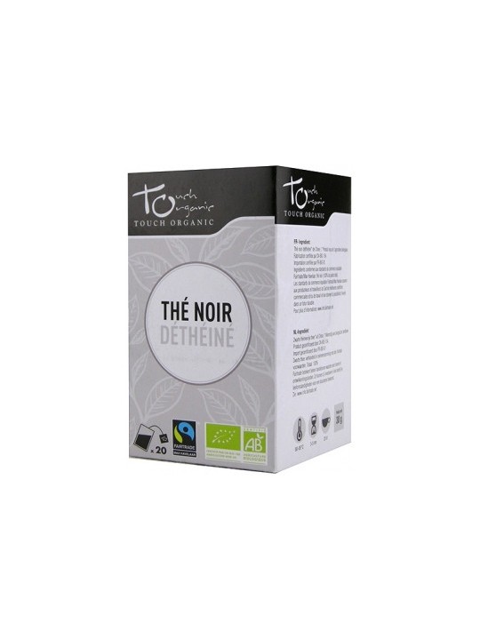 Thé noir Déthéine bio équitable 20 sachets Touch Organic Herboristerie de paris déthéiné de façon naturelle