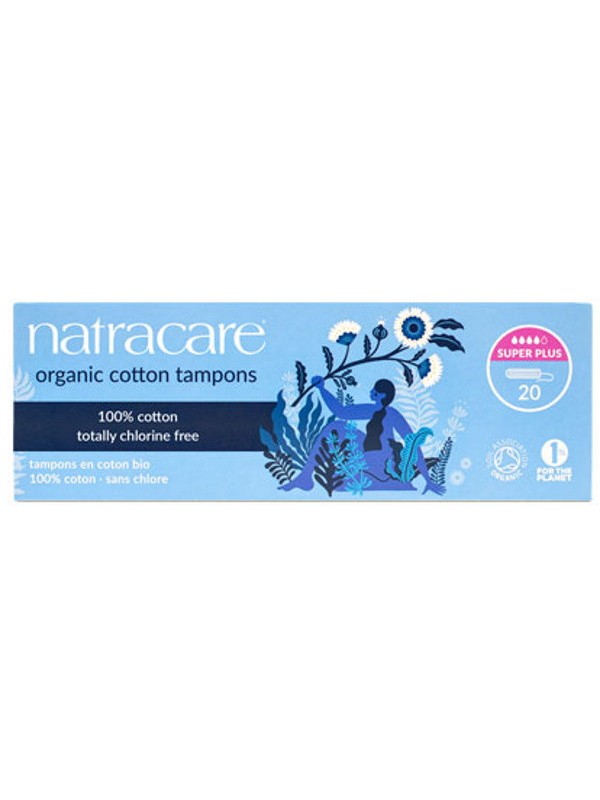20 Tampons super plus sans applicateur en coton bio Natracare