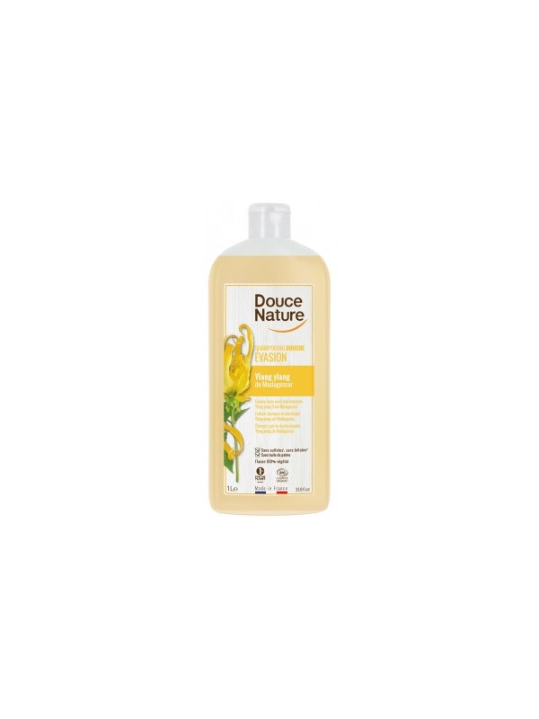 Shampoing Douche Evasion Ylang Ylang de Madagascar 1L Douce Nature plaisir des sens Herboristerie de paris