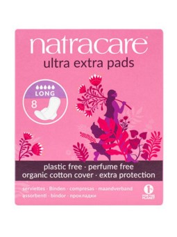 8 Serviettes longues Ultra Extra à ailettes Natracare