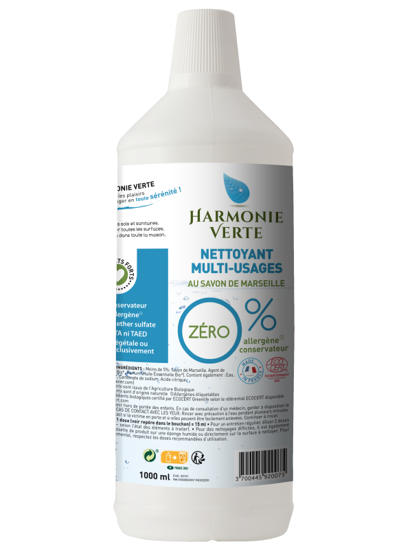 Nettoyant Multi usages au savon de Marseille 1L Harmonie Verte