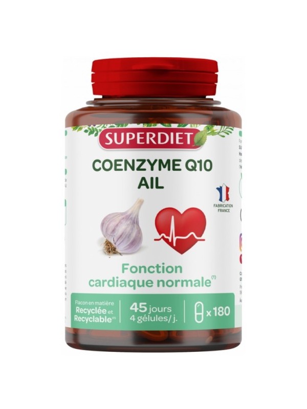 Coenzyme Q10 Ail 180 gélules Super Diet l'ail aide la santé cardiaque Herboristerie de paris
