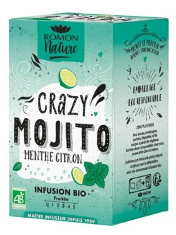 Infusion Crazy Mojito bio Menthe Citron 16 sachets Romon Nature détenté et plaisir Herboristerie de paris