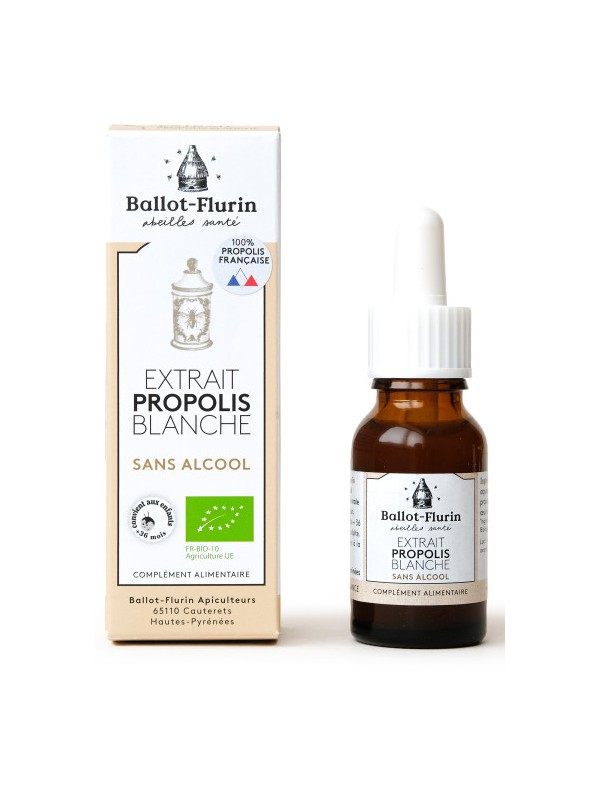 Extrait de Propolis blanche Sans Alcool 15ml Ballot Flurin herboristerie de paris action par voie orale
