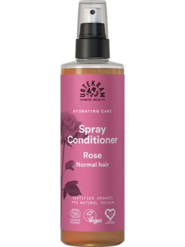 Spray cheveux revitalisant sans rinçage à la Rose 250ml Urtekram