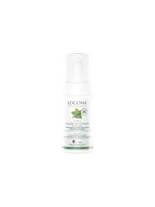 Mousse nettoyante menthe bio et acide salicylique 100ml Logona
