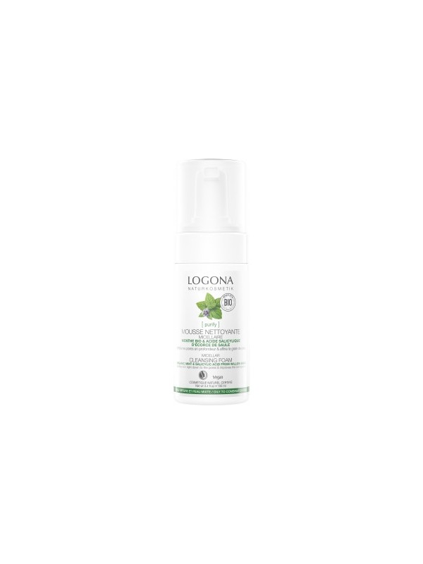 Mousse nettoyante menthe bio et acide salicylique 100ml Logona