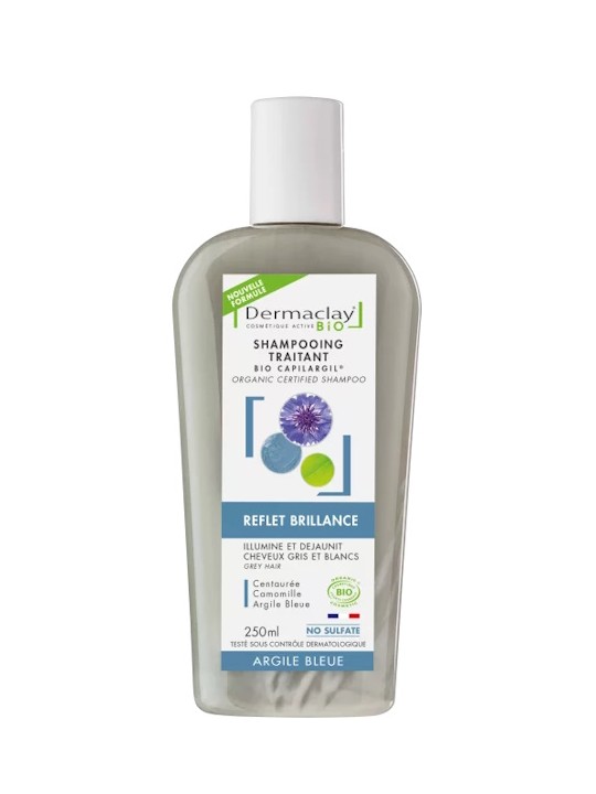 Shampoing reflet et brillance Cheveux Blancs et Gris 250ml Dermaclay  Herboristerie de Paris