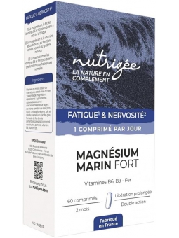 Magnésium Marin Fort; B6; B9; Fer 60 comprimés bi couche Nutrigee Herboristerie de Paris nervosité anxiété