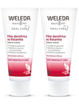 Duo Pâte dentifrice au Ratanhia 2x75ml Weleda Herboristerie de Paris