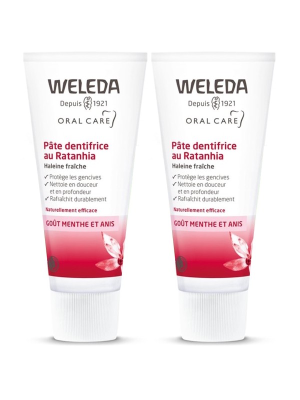 Duo Pâte dentifrice au Ratanhia 2x75ml Weleda Herboristerie de Paris