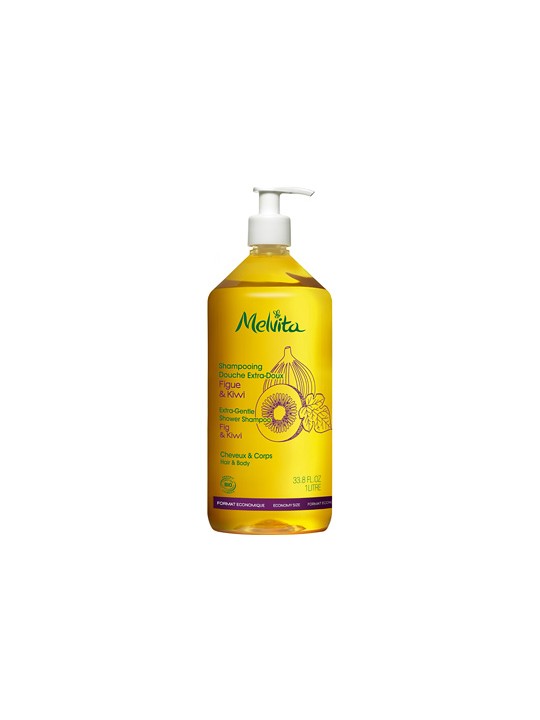 Shampoing douche Extra doux Figue et Kiwi 1L Melvita Herboristerie de Paris
