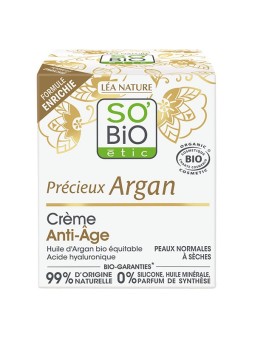 Crème de Jour anti âge Précieux Argan Acide Hyaluronique 50ml So'Bio étic Herboristerie de Paris
