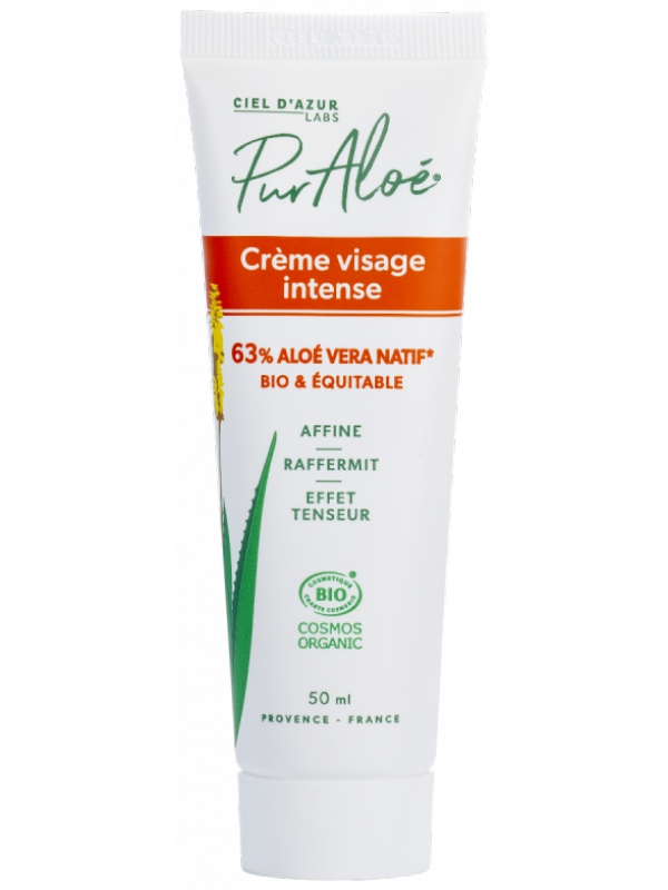 Crème hydratante intense peau très sèche Aloé Vera 63% 50ml Puraloe Herboristerie de Paris