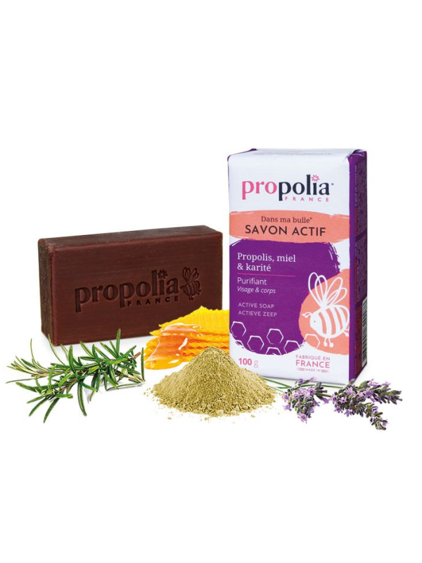Savon Actif Propolis Miel Karité Pain de 100g Propolia Herboristerie de Paris