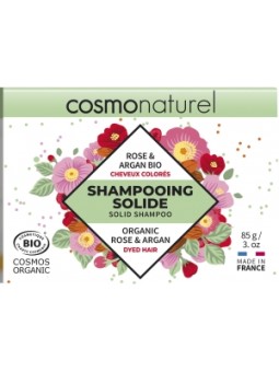 Shampoing solide cheveux colorés Rose et Argan bio 85g Cosmo Naturel Herboristerie de Paris