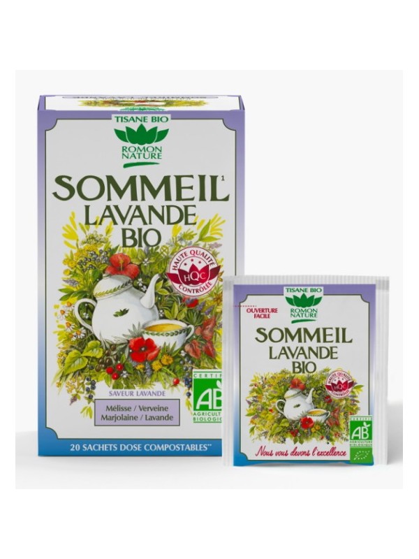 Tisane Sommeil Lavande bio 20 sachets 32g Romon Nature Herboristerie de Paris