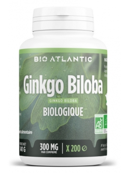 Ginkgo Biloba bio 300mg 200 comprimés Bio Atlantic GPH Diffusion circulation microcirculation Herboristerie de Paris