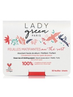 Voile de Perfection Feuilles matifiantes au thé vert 50 feuilles Lady Green Herboristerie de Paris