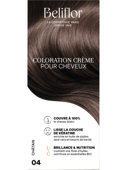 Coloration Crème pour Cheveux 04 Châtain Beliflor Herboristerie de Paris