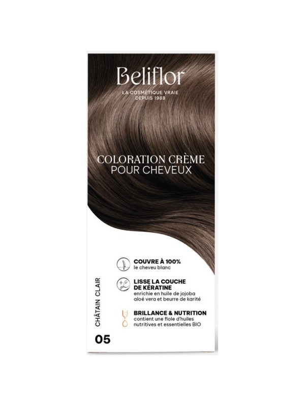 Coloration Crème pour Cheveux 05 Chatain Clair Beliflor Herboristerie de Paris