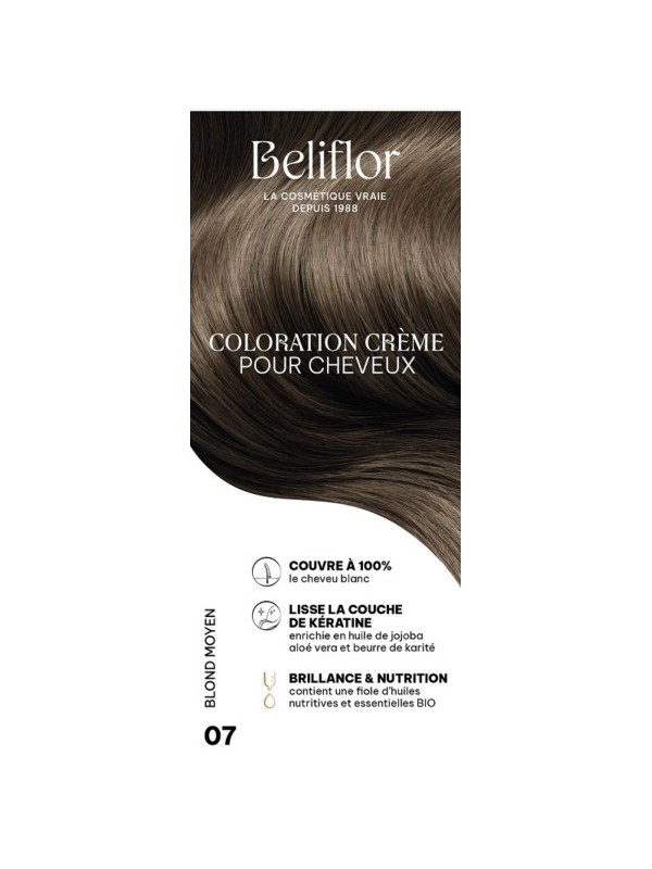 Coloration Crème pour Cheveux 07 Blond Moyen Beliflor Herboristerie de Paris