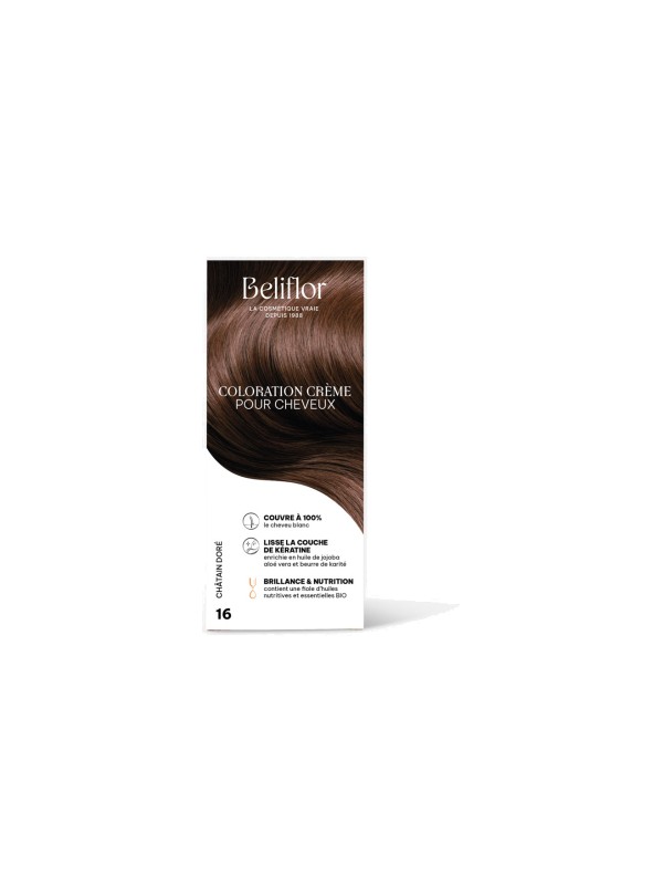 Coloration Crème pour Cheveux 16 Châtain Doré Beliflor Herboristerie de Paris