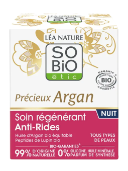 Soin régénérant Anti Rides nuit Précieux Argan 50ml So'Bio étic Herboristerie de Paris